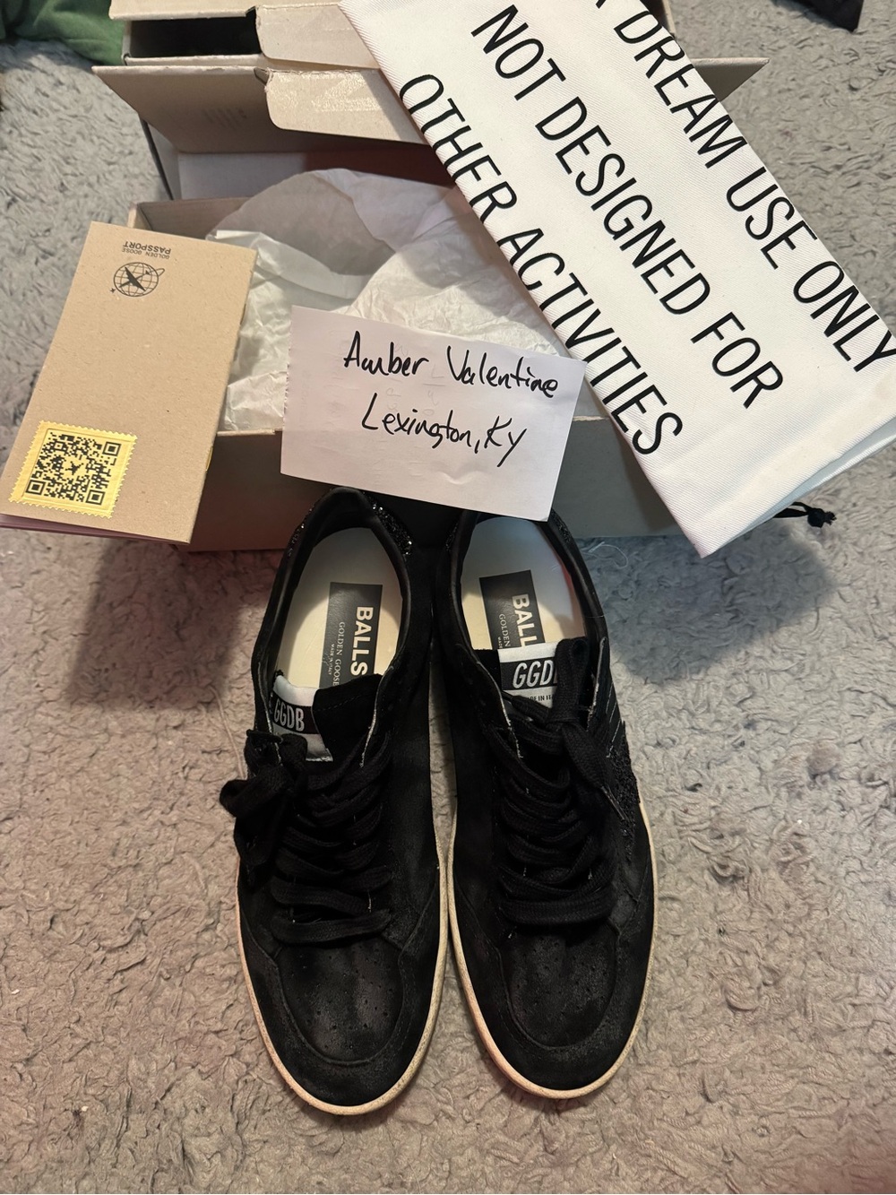 Golden Goose Black Suede Low-Top Sneakers with Off-White Sole